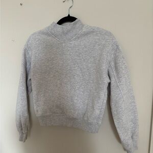 Dynamite Light Gray Ribbed Mock Neck Pullover